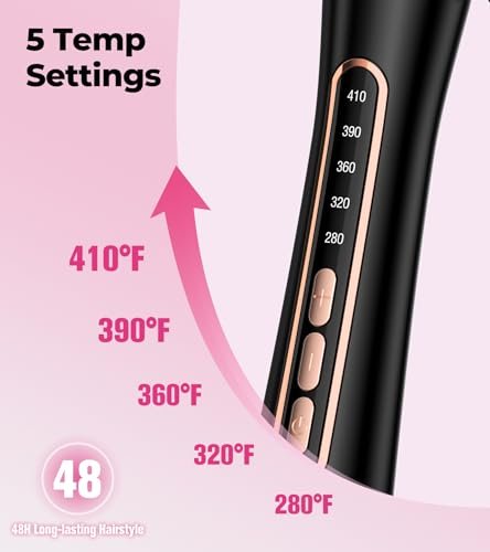 Farery Bubble Curling Wand for Long Hair - 32mm Ceramic Tourmaline Barrel, Springless Design for Defined Spiral Curls & Waves, 5 Heat Settings, Dual Voltage, Includes Heat Resistant Glove Avelisse