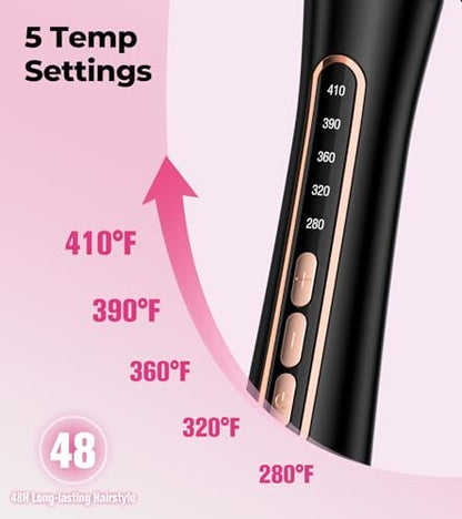 Farery Bubble Curling Wand for Long Hair - 32mm Ceramic Tourmaline Barrel, Springless Design for Defined Spiral Curls & Waves, 5 Heat Settings, Dual Voltage, Includes Heat Resistant Glove Avelisse