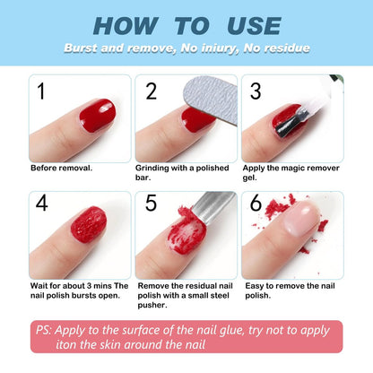 Gel Polish Remover for Nails – Easy & Quick Soak Off Gel Polish in 3-5 Minutes, No Damage to Nails, for Salon & Home Use