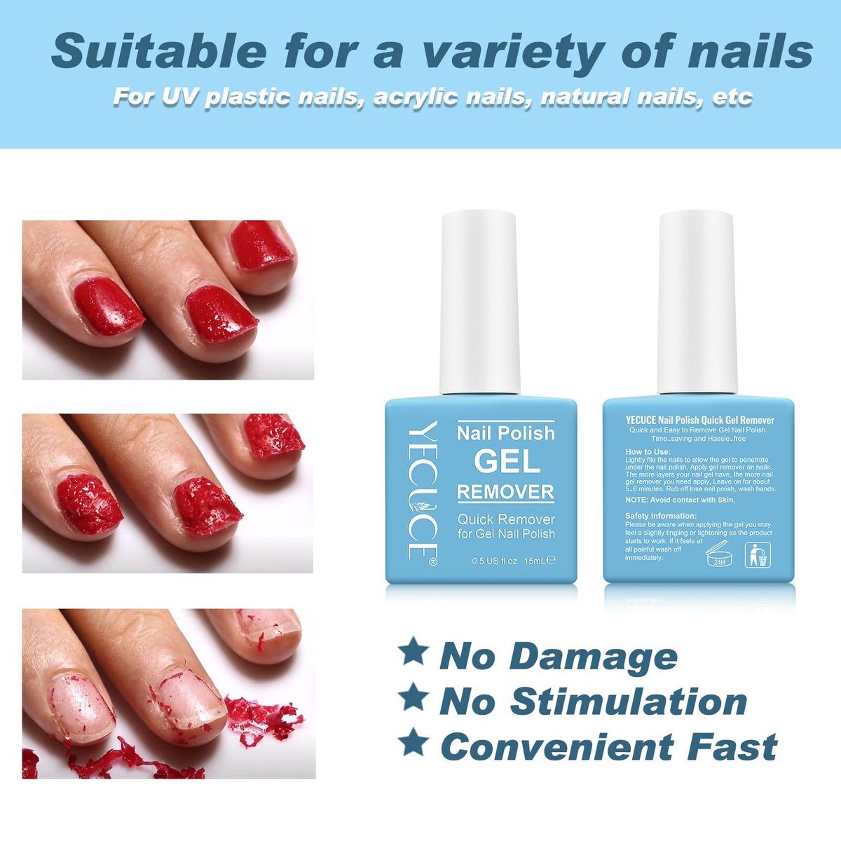 Gel Polish Remover (3-Pack) – Quick Soak Off in 3-5 Minutes, No Damage to Nails, for Salon & Home Use Avelisse