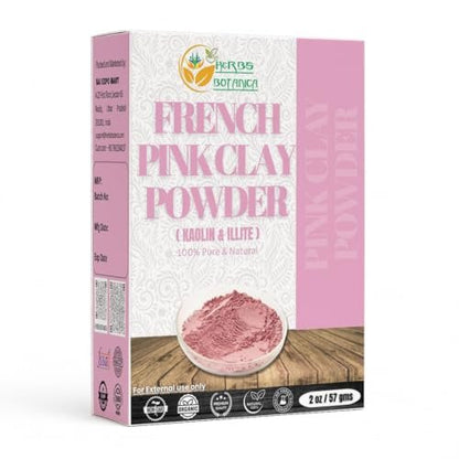Herbs Botanica French Pink Clay Powder - Fine Rose Clay for DIY Face Masks, Soap Making, Body Care, and Kaolin-Based Skincare (2 oz)