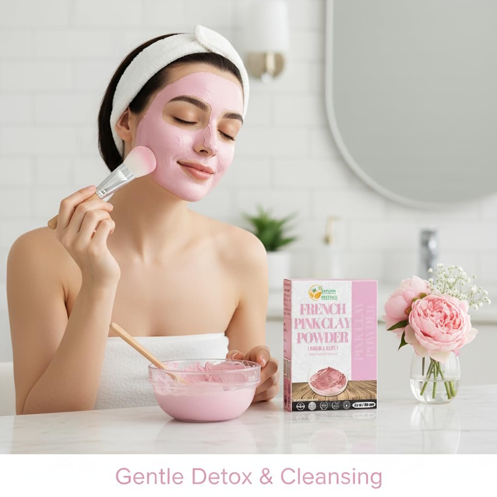 Herbs Botanica French Pink Clay Powder - Fine Rose Clay for DIY Face Masks, Soap Making, Body Care, and Kaolin-Based Skincare (2 oz) - görsel 4