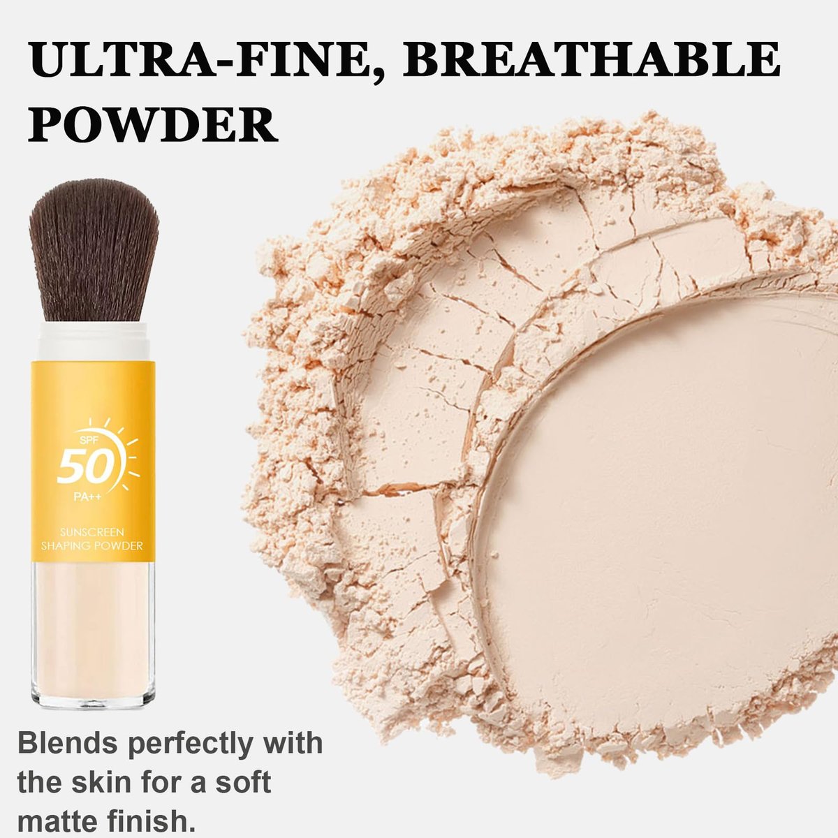 Mineral Sunscreen Setting Powder SPF 50 - Translucent Sunscreen Powder for Face & Scalp with Brush, Oil Control Natural Matte Finish, Lightweight Breathable - görsel 13