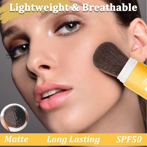 Mineral Sunscreen Setting Powder SPF 50 - Translucent Sunscreen Powder for Face & Scalp with Brush, Oil Control Natural Matte Finish, Lightweight Breathable - görsel 6