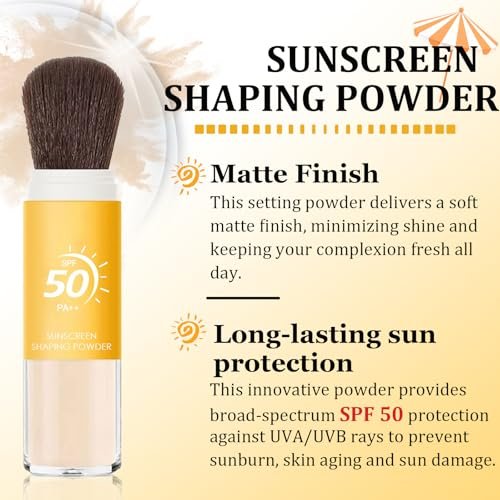 Mineral Sunscreen Setting Powder SPF 50 - Translucent Sunscreen Powder for Face & Scalp with Brush, Oil Control Natural Matte Finish, Lightweight Breathable - görsel 4