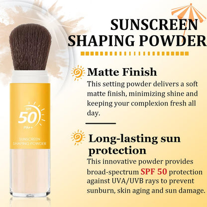Mineral Sunscreen Setting Powder SPF 50 - Translucent Sunscreen Powder for Face & Scalp with Brush, Oil Control Natural Matte Finish, Lightweight Breathable
