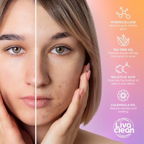 Livaclean 120 CT Pimple Patches with Salicylic Acid, Tea Tree & Calendula Oil – Four Sizes Acne Patches for Face, Hydrocolloid Zit Dots, Invisible Acne Stickers - görsel 11