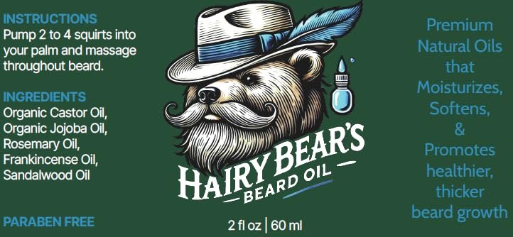Hairy Bear’s Beard Conditioning Oil – Sandalwood | Organic Castor & Jojoba | Non-Greasy Beard Conditioner | 2 fl oz Pump Glass Bottle - görsel 13