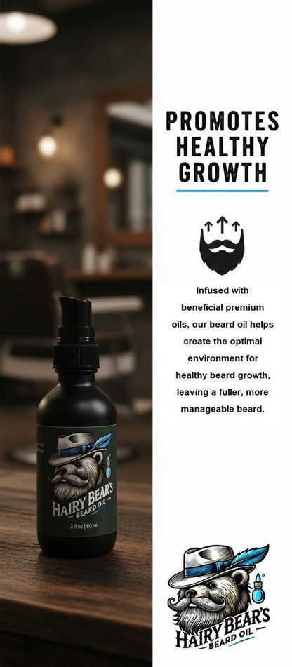 Hairy Bear’s Beard Conditioning Oil – Sandalwood | Organic Castor & Jojoba | Non-Greasy Beard Conditioner | 2 fl oz Pump Glass Bottle