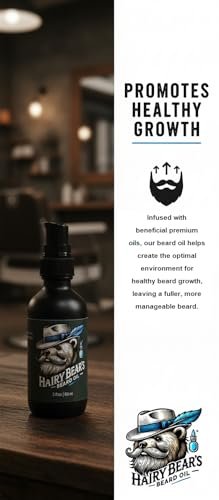 Hairy Bear’s Beard Conditioning Oil – Sandalwood | Organic Castor & Jojoba | Non-Greasy Beard Conditioner | 2 fl oz Pump Glass Bottle - görsel 6