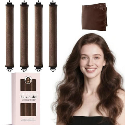 5-Piece Heatless Hair Curler Set with Satin Scarf – Overnight Curls No Heat Blowout Rods for Sleeping Avelisse