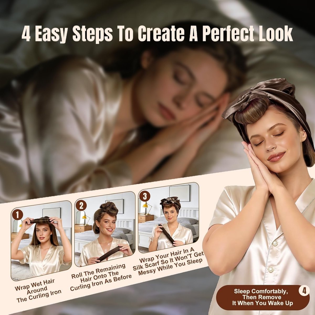 5-Piece Heatless Hair Curler Set with Satin Scarf – Overnight Curls No Heat Blowout Rods for Sleeping Avelisse
