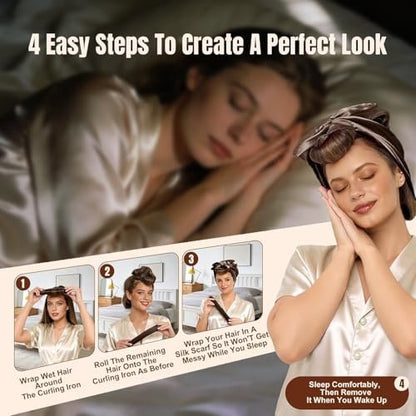 5-Piece Heatless Hair Curler Set with Satin Scarf – Overnight Curls No Heat Blowout Rods for Sleeping Avelisse