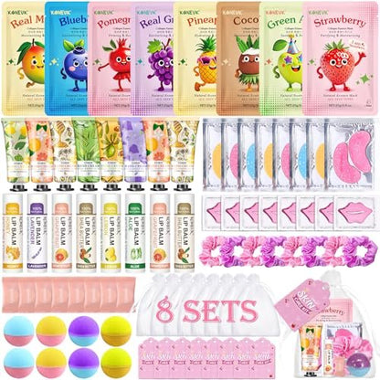 80-Piece Spa Party Supplies for Girls – Facial Masks, Lip Balm, Hand Cream, Under Eye Patches, Bath Bombs & More – Sleepover & Birthday Party Favor Kit Avelisse