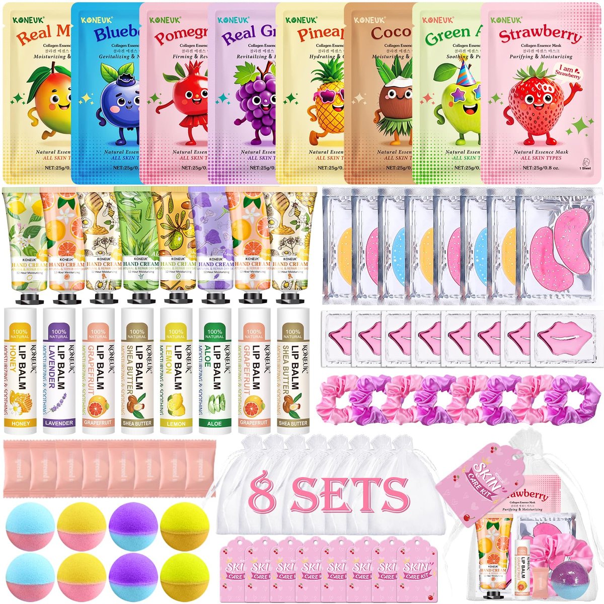80-Piece Spa Party Supplies for Girls – Facial Masks, Lip Balm, Hand Cream, Under Eye Patches, Bath Bombs & More – Sleepover & Birthday Party Favor Kit Avelisse
