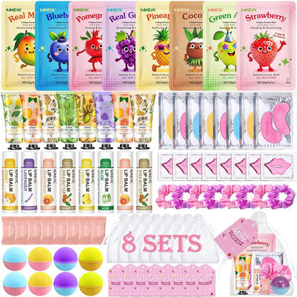 80-Piece Spa Party Supplies for Girls – Facial Masks, Lip Balm, Hand Cream, Under Eye Patches, Bath Bombs & More – Sleepover & Birthday Party Favor Kit Avelisse