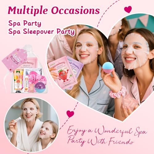 80-Piece Spa Party Supplies for Girls – Facial Masks, Lip Balm, Hand Cream, Under Eye Patches, Bath Bombs & More – Sleepover & Birthday Party Favor Kit Avelisse