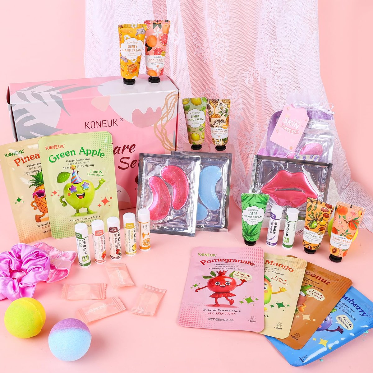80-Piece Spa Party Supplies for Girls – Facial Masks, Lip Balm, Hand Cream, Under Eye Patches, Bath Bombs & More – Sleepover & Birthday Party Favor Kit Avelisse