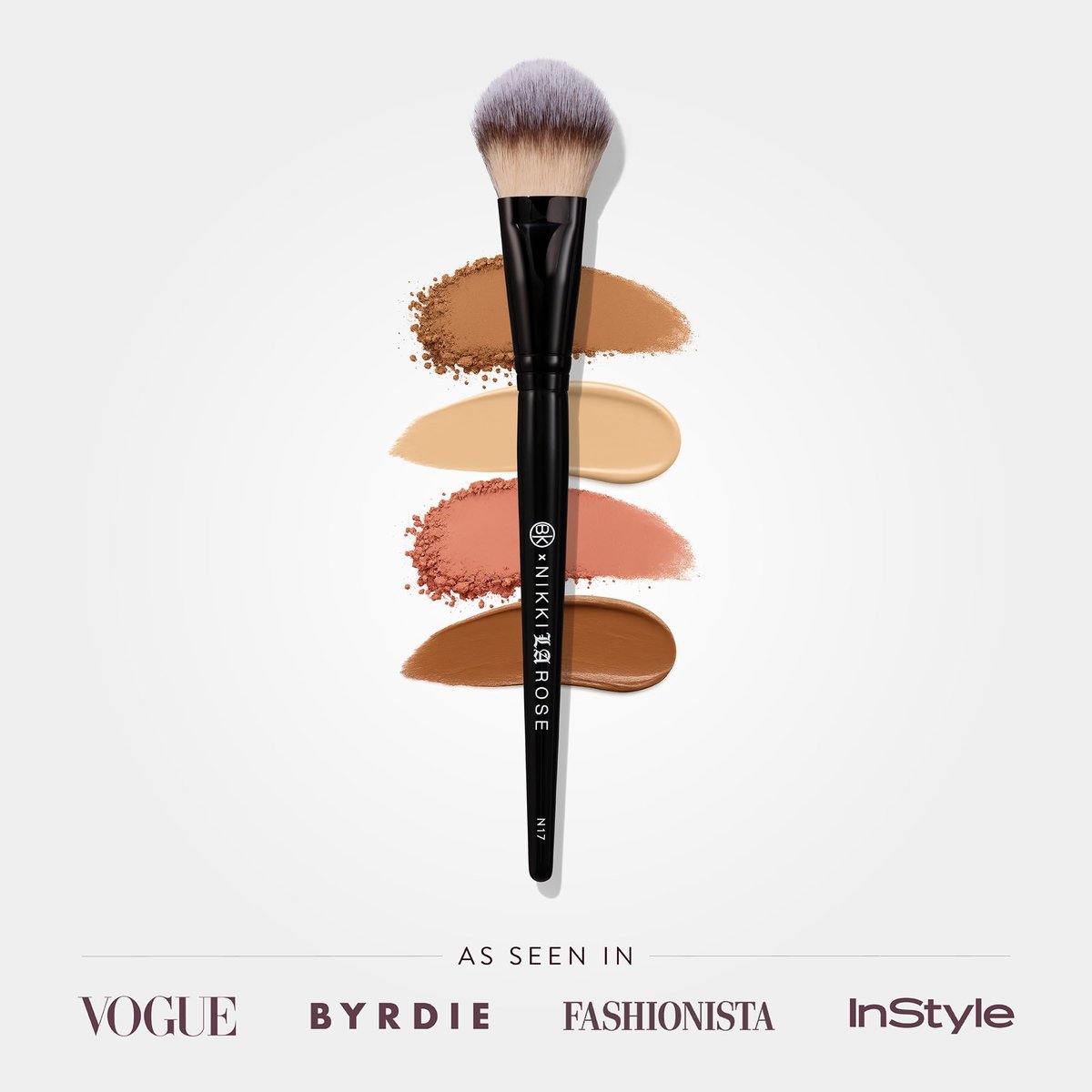 BK BEAUTY NIKKI LA ROSE N17 Multi-Pro Face Brush – Dual-Sided Paddle Brush for Flawless Liquid & Powder Application Avelisse