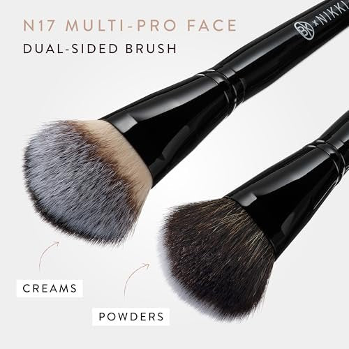 BK BEAUTY NIKKI LA ROSE N17 Multi-Pro Face Brush – Dual-Sided Paddle Brush for Flawless Liquid & Powder Application Avelisse