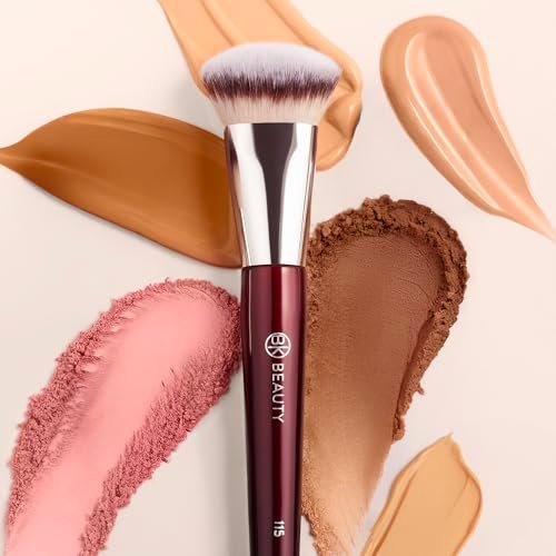 BK BEAUTY 115 Medium Contoured Foundation Brush – Precision Liquid Foundation Makeup Brush Avelisse