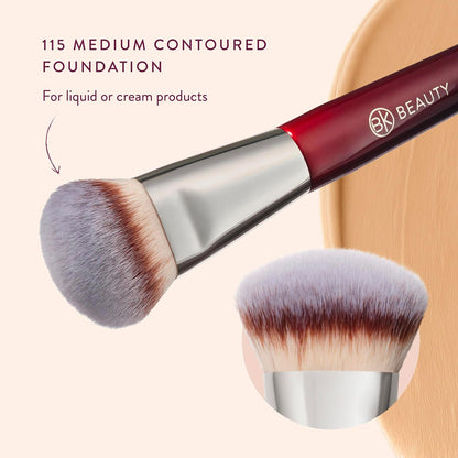 BK BEAUTY 115 Medium Contoured Foundation Brush – Precision Liquid Foundation Makeup Brush Avelisse