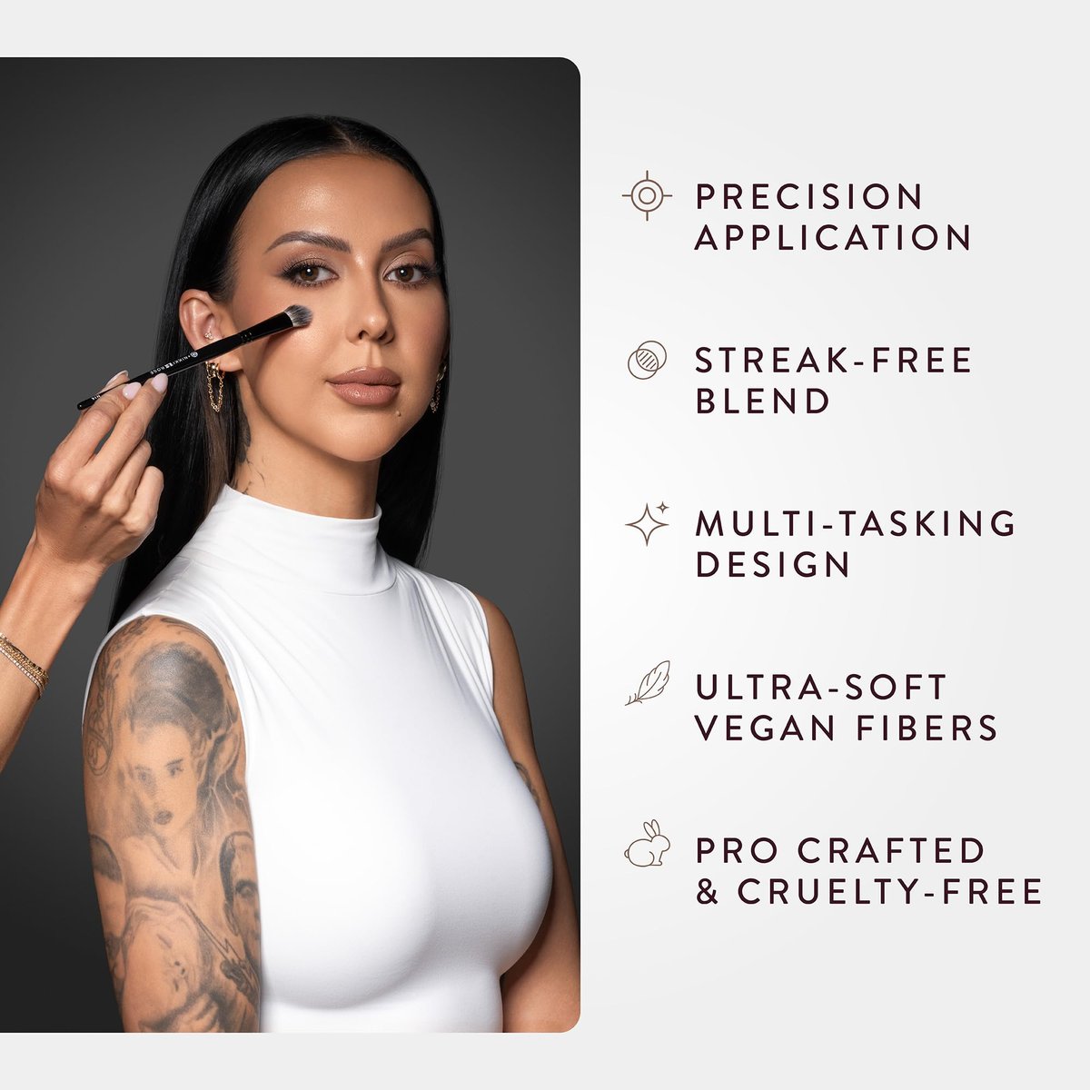 BK BEAUTY NIKKI LA ROSE N16 PRO Concealer Brush - Precision Blending for Under-Eye & Spot Concealing, Flawless Coverage Without Streaks Avelisse
