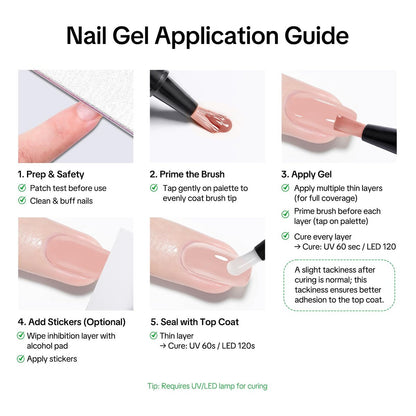 Love easy 2 Step Nail Polish Pens Set - 6 Nude Natural Color Builder Base + 1 Top Coat, Hema Free High Gloss Long Lasting Portable Gel Nail Polish Kit for Women (UV Needed) Avelisse