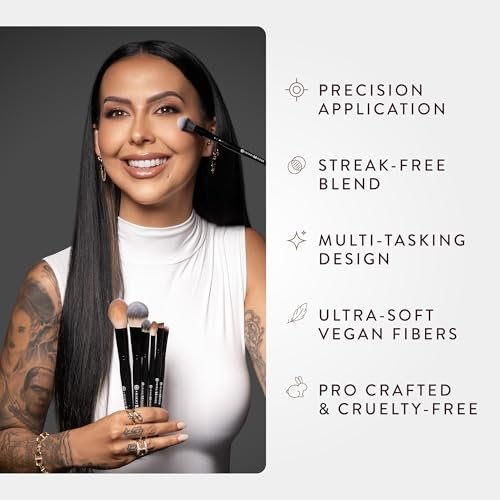 BK BEAUTY NIKKI LA ROSE N14 Petite Precision Concealer Brush - Multi-Tasking Tapered Makeup Brush for Under-Eye, Concealer, Powder & Small Areas Avelisse