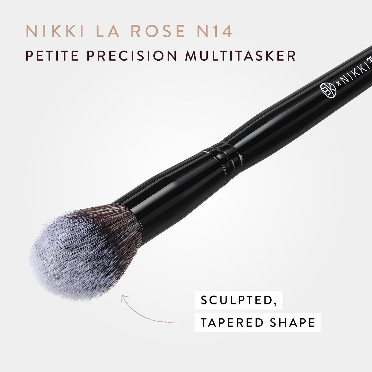 BK BEAUTY NIKKI LA ROSE N14 Petite Precision Concealer Brush - Multi-Tasking Tapered Makeup Brush for Under-Eye, Concealer, Powder & Small Areas Avelisse