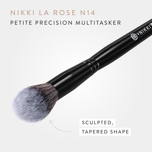BK BEAUTY NIKKI LA ROSE N14 Petite Precision Concealer Brush - Multi-Tasking Tapered Makeup Brush for Under-Eye, Concealer, Powder & Small Areas Avelisse