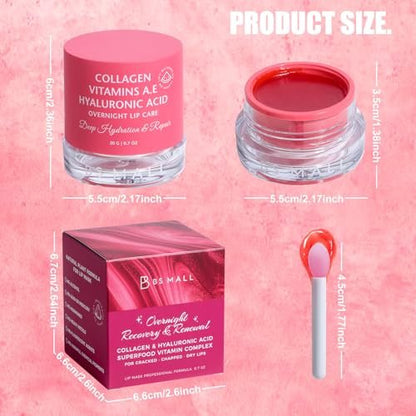 BS-MALL Watermelon Lip Balm Butter – Luxurious Hydrating Overnight Lip Mask & Chapstick for Dry Chapped Lips with Glossy Finish, 20g Avelisse