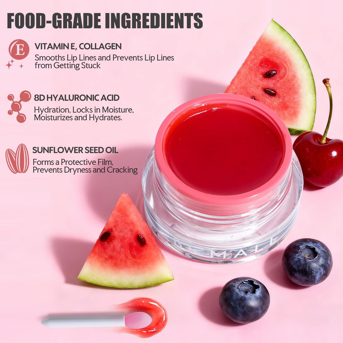 BS-MALL Watermelon Lip Balm Butter – Luxurious Hydrating Overnight Lip Mask & Chapstick for Dry Chapped Lips with Glossy Finish, 20g Avelisse