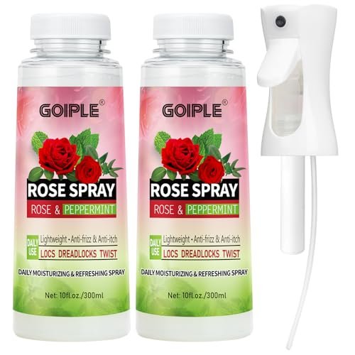2-Pack Rose Water & Peppermint Hair Loc Spray – Moisturizing & Refreshing Dreadlock Hydrator, Nourishing Scalp Treatment for Dry Locs, 3.33 Fl Oz Each Avelisse