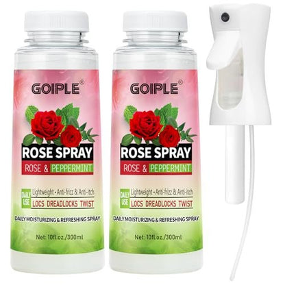 2-Pack Rose Water & Peppermint Hair Loc Spray – Moisturizing & Refreshing Dreadlock Hydrator, Nourishing Scalp Treatment for Dry Locs, 3.33 Fl Oz Each Avelisse