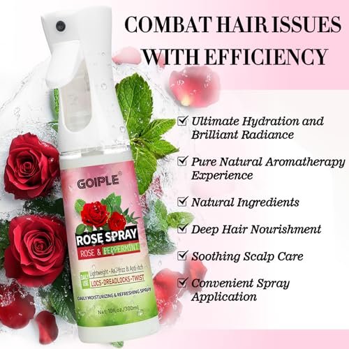 2-Pack Rose Water & Peppermint Hair Loc Spray – Moisturizing & Refreshing Dreadlock Hydrator, Nourishing Scalp Treatment for Dry Locs, 3.33 Fl Oz Each Avelisse