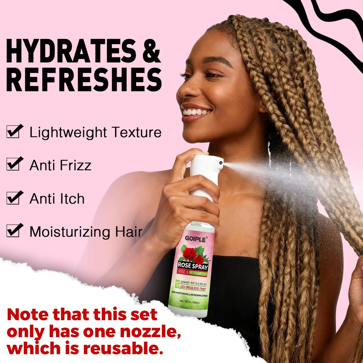 2-Pack Rose Water & Peppermint Hair Loc Spray – Moisturizing & Refreshing Dreadlock Hydrator, Nourishing Scalp Treatment for Dry Locs, 3.33 Fl Oz Each Avelisse