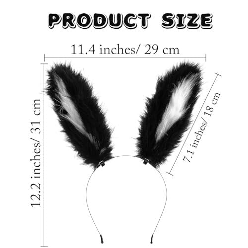 Acenail Black Furry Bunny Ears Headband – Sexy Rabbit Ear Hair Clip for Women, Festival Halloween Accessory - görsel 12