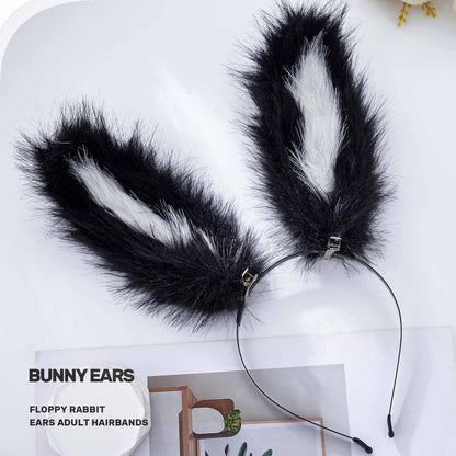 Acenail Black Furry Bunny Ears Headband – Sexy Rabbit Ear Hair Clip for Women, Festival Halloween Accessory