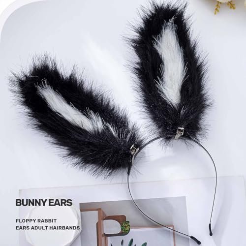 Acenail Black Furry Bunny Ears Headband – Sexy Rabbit Ear Hair Clip for Women, Festival Halloween Accessory - görsel 4