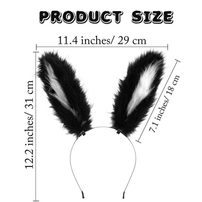 Acenail Black Furry Bunny Ears Headband – Sexy Rabbit Ear Hair Clip for Women, Festival Halloween Accessory