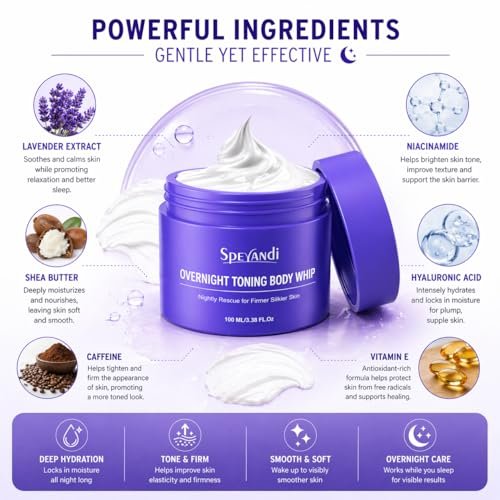 Sperandi Overnight Toning Whip - Anti-Wrinkle Firming Body Lotion for Smooth & Tight Skin, Targets Loose Skin & Stretch Marks on Belly, Thighs & Booty, 3.38 fl oz Avelisse