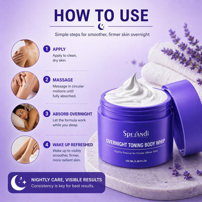Sperandi Overnight Toning Whip - Anti-Wrinkle Firming Body Lotion for Smooth & Tight Skin, Targets Loose Skin & Stretch Marks on Belly, Thighs & Booty, 3.38 fl oz Avelisse