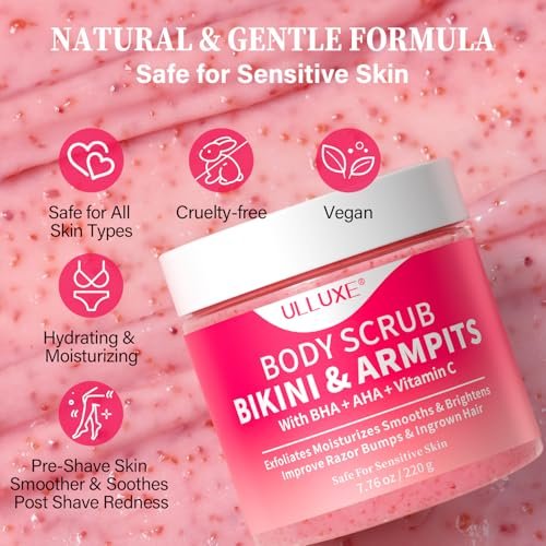 Bikini Area Exfoliator with 10% AHAs BHA & Vitamin C - Exfoliating Body Scrub for Ingrown Hair, Underarm Bumps, Dark Spots, Moisturize & Brighten - Sensitive Skin Safe, 7.76 oz - görsel 4