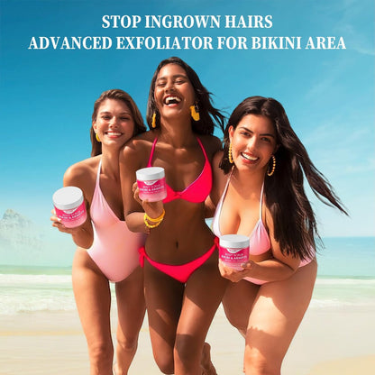 Bikini Area Exfoliator with 10% AHAs BHA & Vitamin C - Exfoliating Body Scrub for Ingrown Hair, Underarm Bumps, Dark Spots, Moisturize & Brighten - Sensitive Skin Safe, 7.76 oz