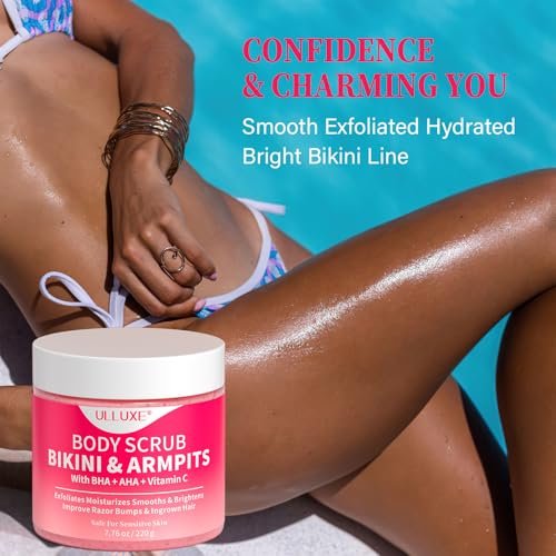 Bikini Area Exfoliator with 10% AHAs BHA & Vitamin C - Exfoliating Body Scrub for Ingrown Hair, Underarm Bumps, Dark Spots, Moisturize & Brighten - Sensitive Skin Safe, 7.76 oz - görsel 16