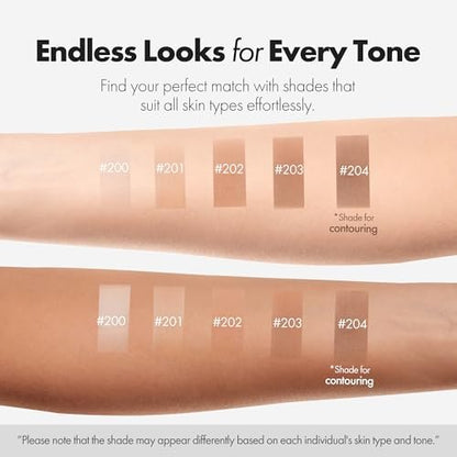 ELROEL Blanc Cover Cream Stick V White - Korean Color-Changing Foundation Stick with Volufiline - Medium to Full Coverage Dewy Finish Base Makeup - Dual-Ended with Detachable Brush (204 Tan) Avelisse