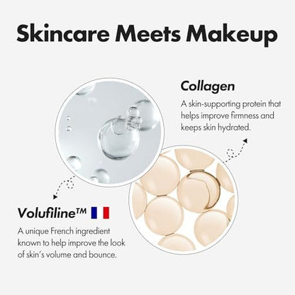 ELROEL Blanc Cover Cream Stick V White - Korean Color-Changing Foundation Stick with Volufiline - Medium to Full Coverage Dewy Finish Base Makeup - Dual-Ended with Detachable Brush (204 Tan) Avelisse
