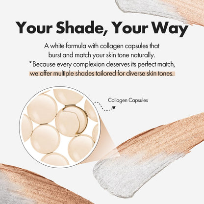 ELROEL Blanc Cover Cream Stick V White - Korean Color-Changing Foundation Stick with Volufiline - Medium to Full Coverage Dewy Finish Base Makeup - Dual-Ended with Detachable Brush (204 Tan) Avelisse