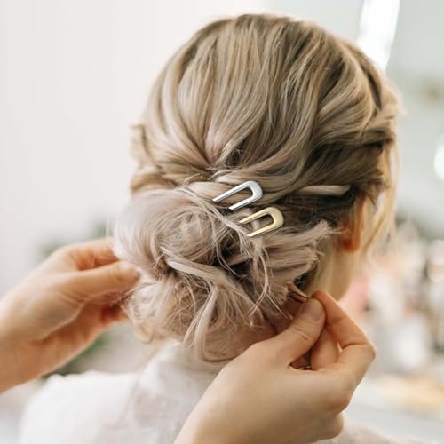 4-Pack U-Shaped French Hair Pins for Women – Metal Hair Pins for Thick Hair & French Twist, Hair Pin Fork – Holds Updos, Buns, Twists, Chignons Securely (Gold and Silver) - görsel 12